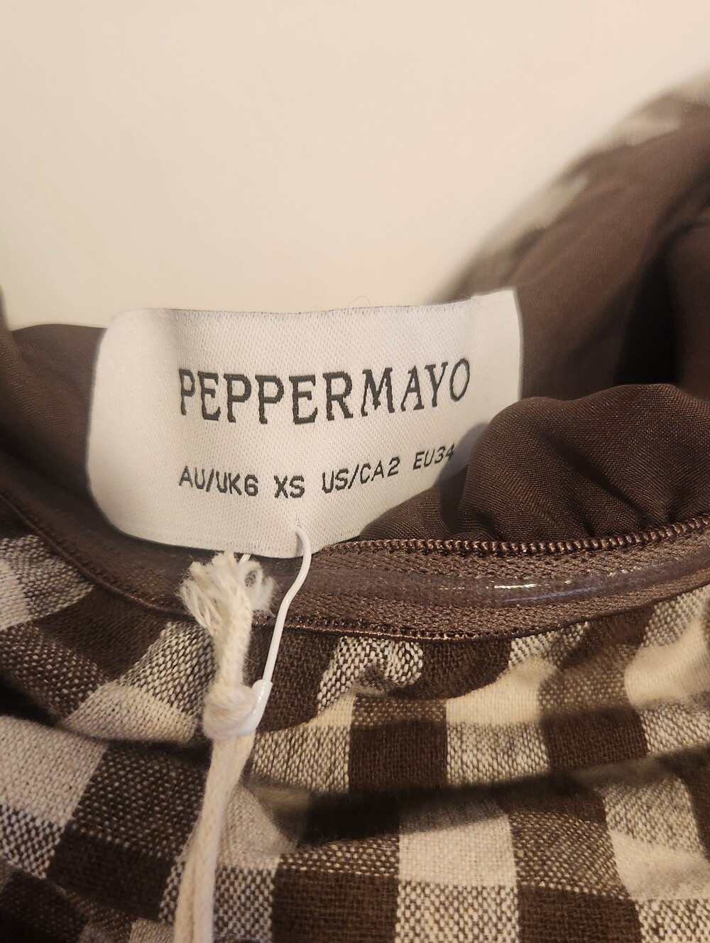 Strapless Brown Gingham Maxi Skirt - Picture 4 of 6